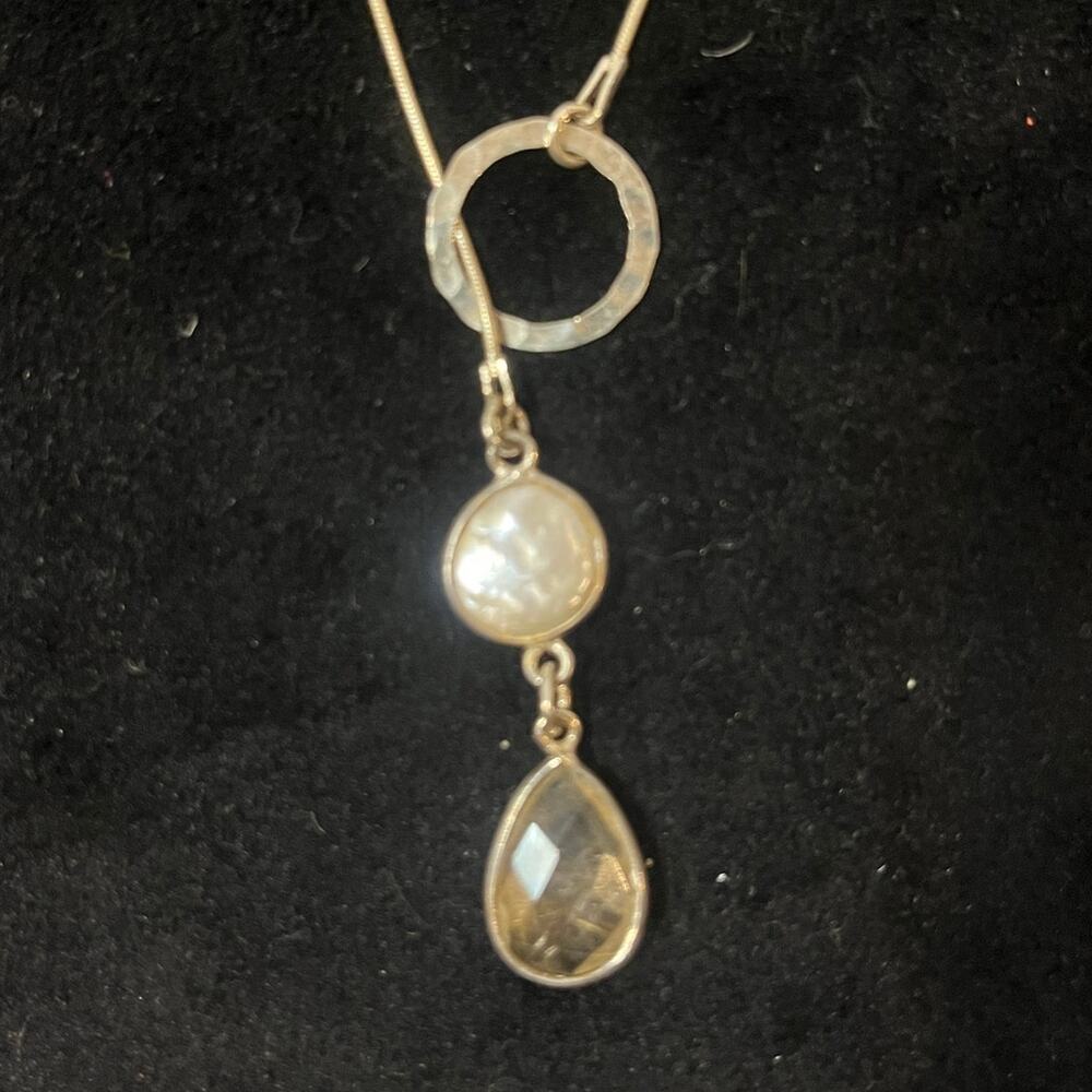 April Soderstrom Sterling Silver Lariat Pendant 22" Necklace
